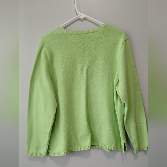 Lauren Ralph Lauren Vneck Lime Green Sweater Women 2X Old Money Cottagecore - Picture 2 of 4